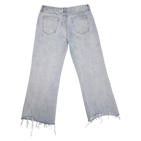 ZARA Wide Leg Light Wash Frayed Hem Jeans Women’s Size 8 (EUR 40 / MEX 30) - Picture 2 of 6